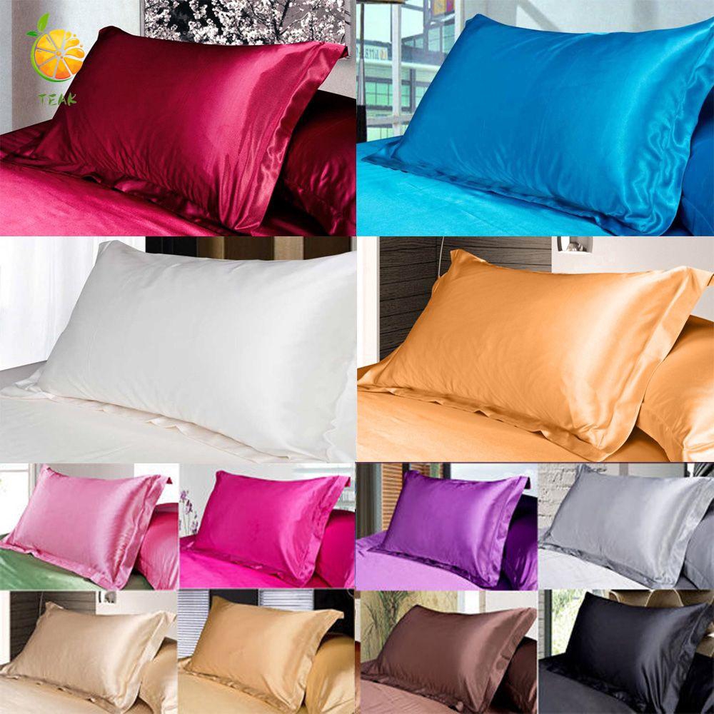 TEAK 50*70cm Multi Colors Smooth Throws Queen Standard Imitation Silk Pillow Case