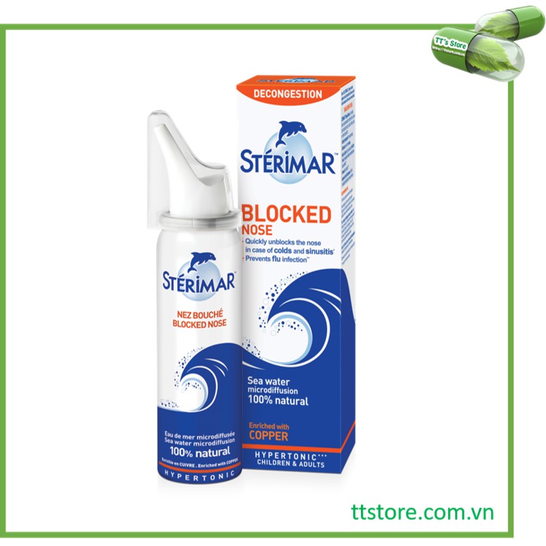 Sterimar Blocked Nose - Dung dịch xịt mũi ưu trương trị nghẹt mũi [sterima, xịt mũi cá heo, nước rửa mũi, block nose) | BigBuy360 - bigbuy360.vn