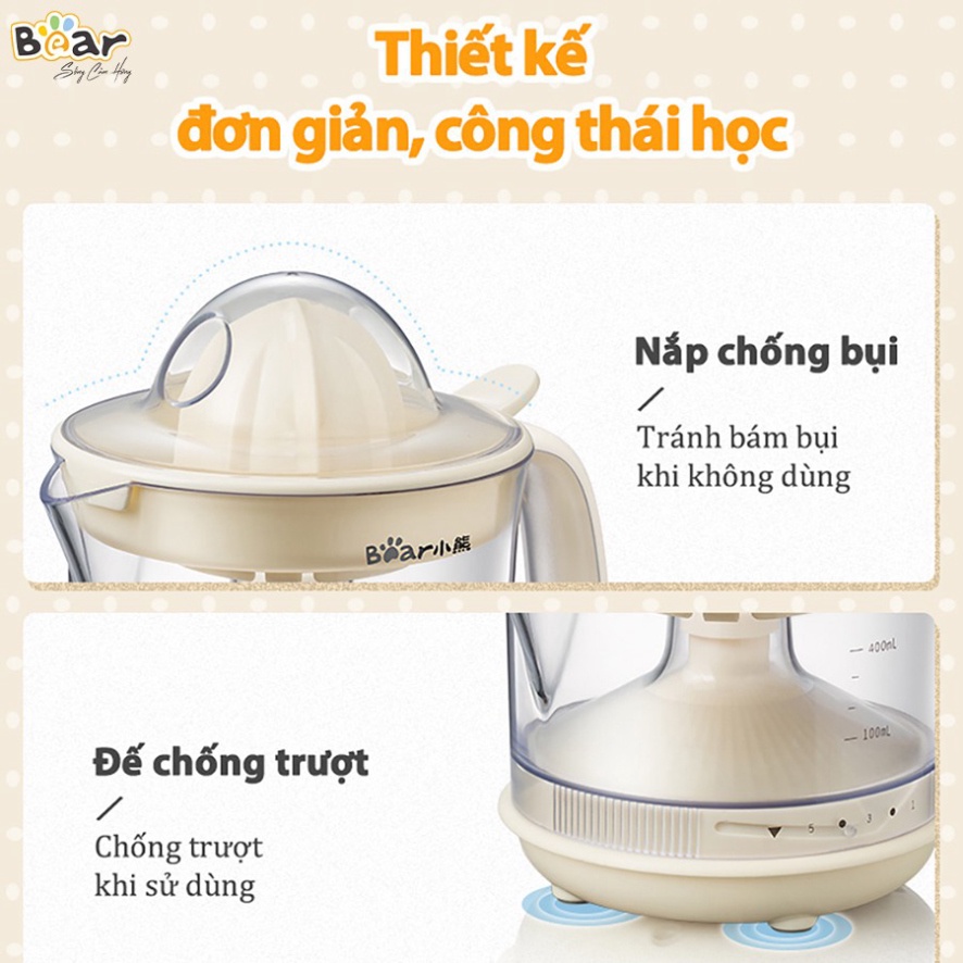 [CHÍNH HÃNG] Máy vắt cam tự động BEAR CZJ-A04B1 - Xoay hai chiều linh hoạt, dung tích lớn 400ml BẢO HÀNH 18 THÁNG