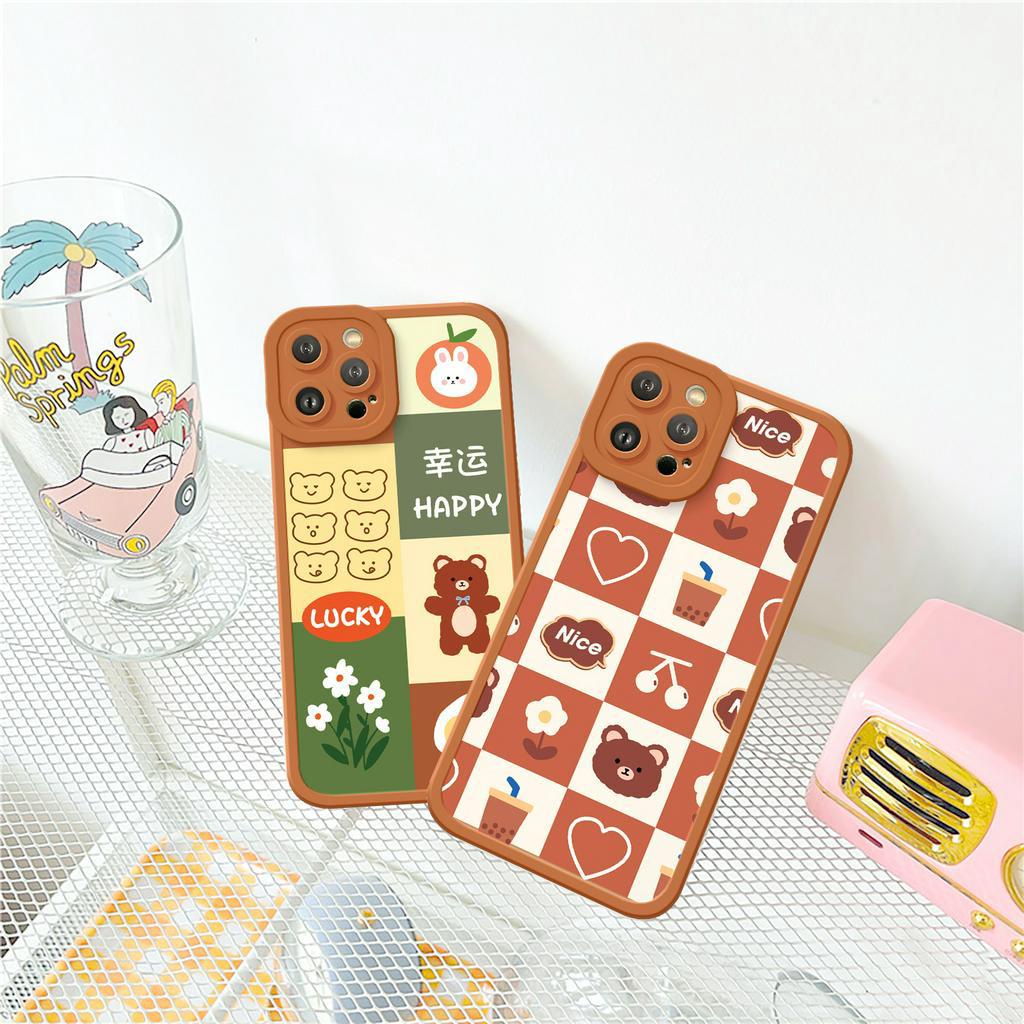 Ốp lưng iphone Gấu hoa xinh cạnh vuông 6/6plus/6s/6splus/7/7plus/8/8plus/x/xs/11/12/13/14/pro/max/promax/plus/shin/case