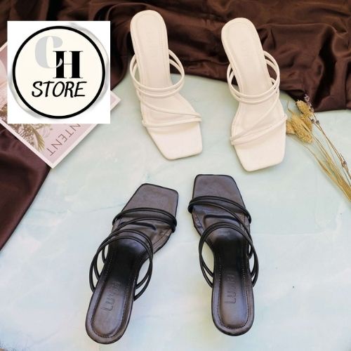 Sandan dây mảnh mũi vuông, guốc cao gót 7p - Mã H23