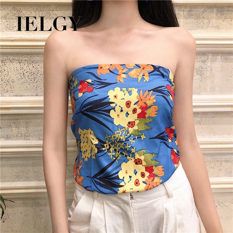 Áo croptop IELGY hở vai in họa tiết quyến rũ nữ tính