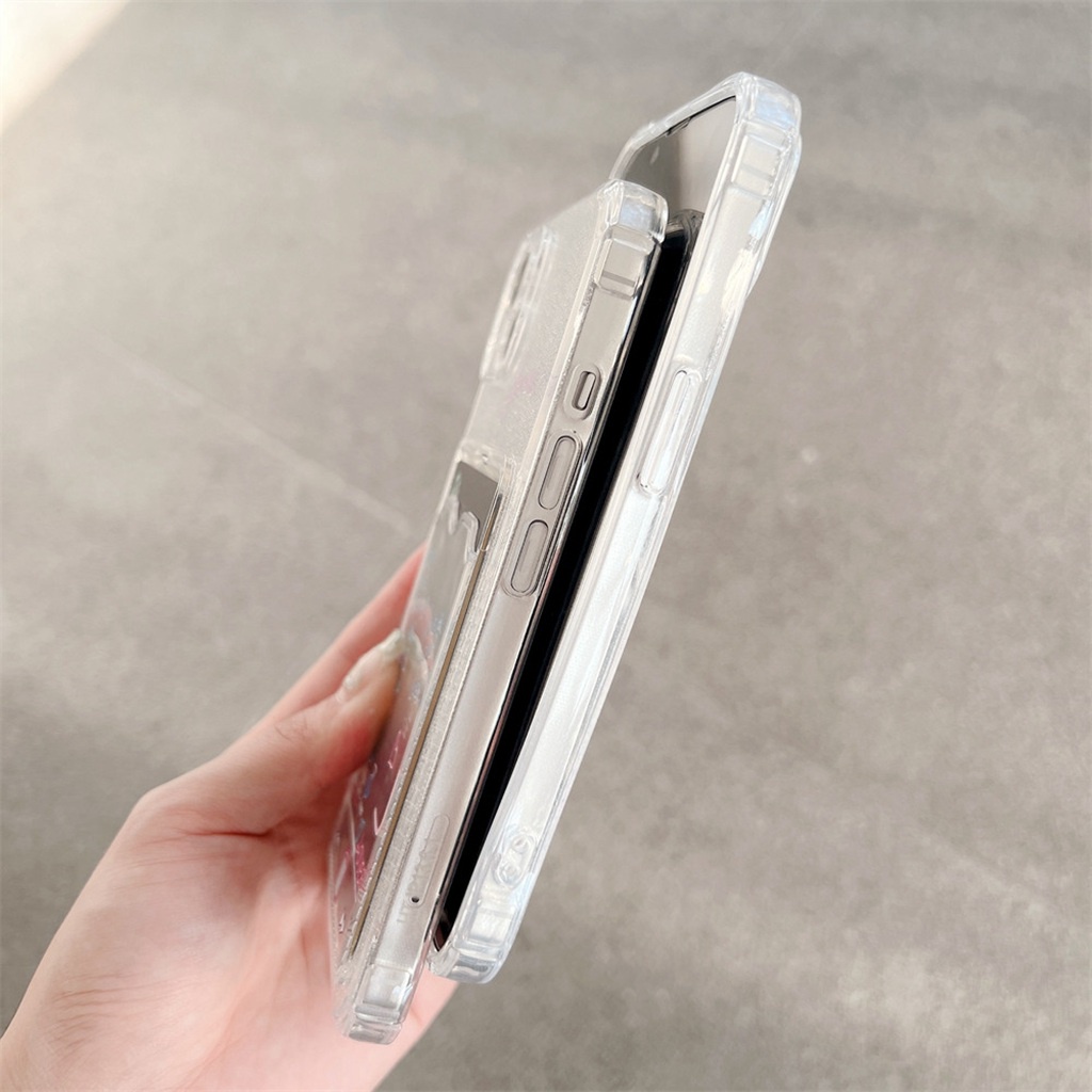 Ốp Điện Thoại TPU Họa Tiết Máy Nghe Nhạc Lấp Lánh Chống Trầy / Rơi / Bụi Bẩn Kèm Ngăn Đựng Thẻ Cho IPhone 11 13 12 Pro Max XR 7 8 Plus