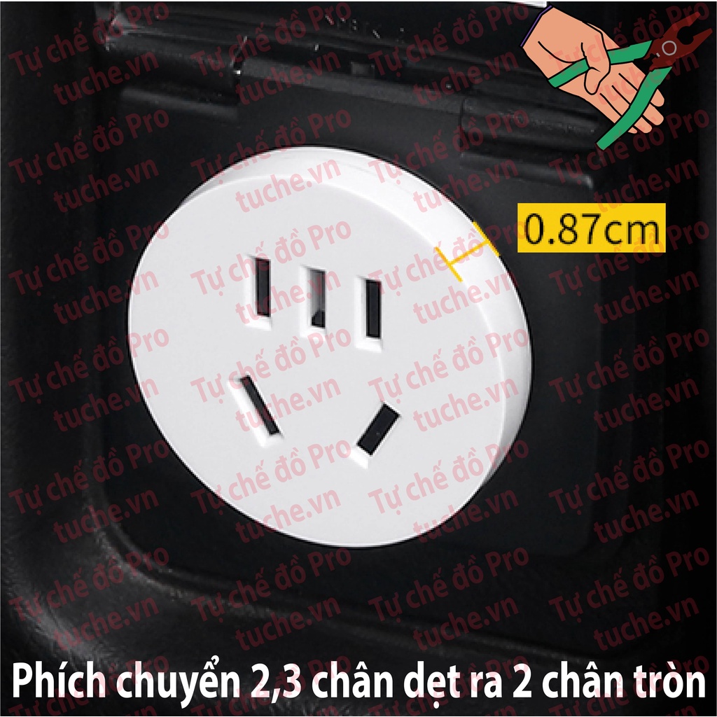 Phích chuyển 2,3 chân dẹt ra phích chân cắm thông dụng ở Việt Nam