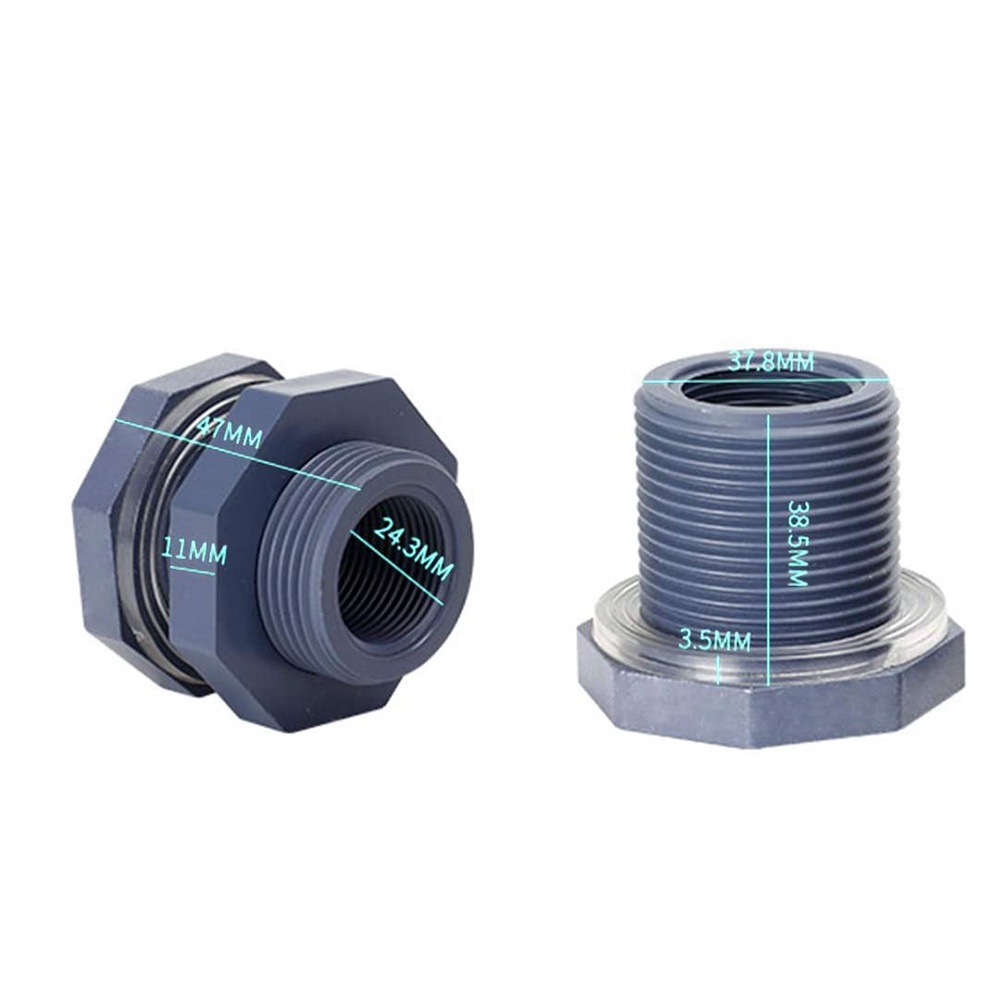 Set 2 Đầu Nối Ống Nước Bằng Nhựa PVC 3 / 4 Inch Kèm Vòng Đệm