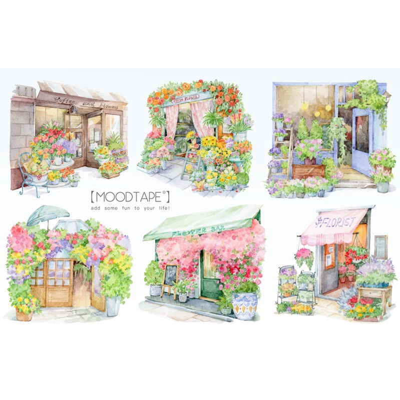 Moodtape-Washitape "Cửa hàng hoa" chất PET, chu kỳ 7cmx90cm