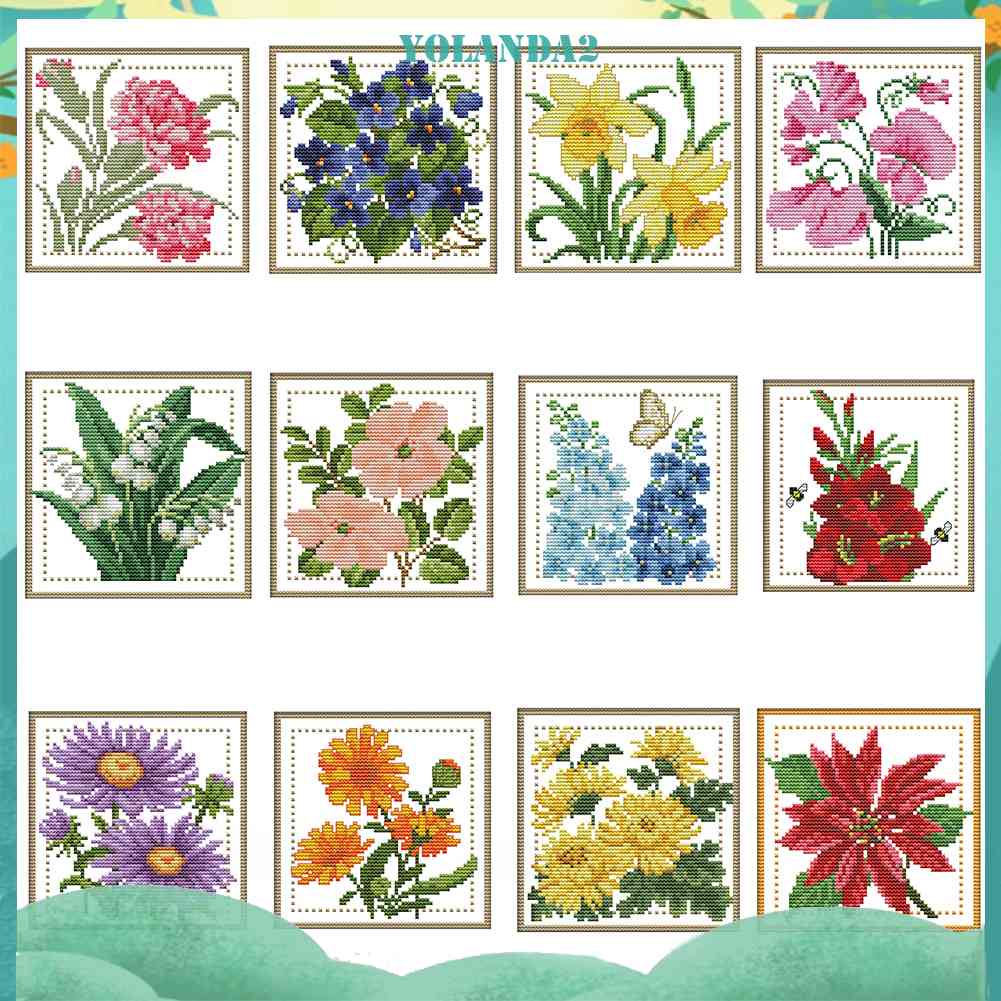 (canvas no printing)  Bộ Dụng Cụ Thêu Tranh Chữ Thập 14CT DIY