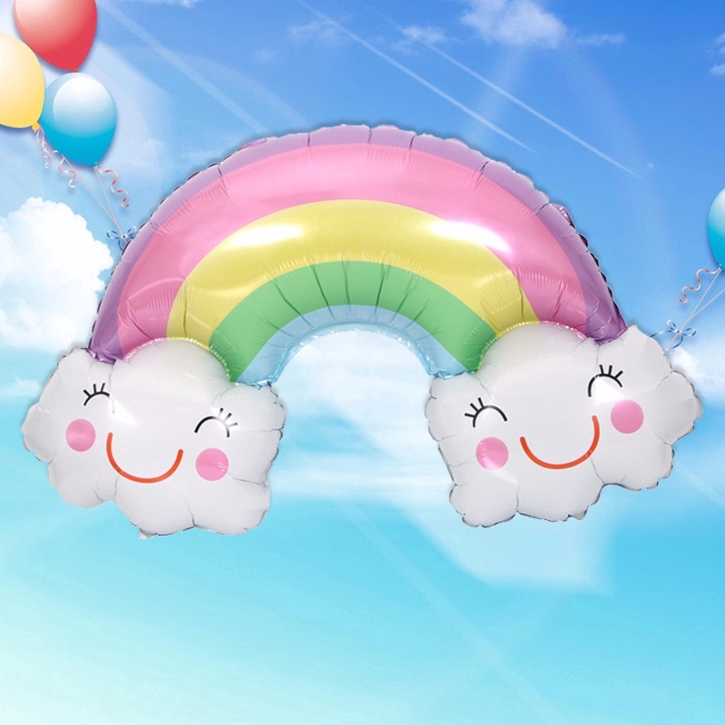 Bong Bóng Tráng Nhôm Màu Cầu Vồng 90*60CM Trang Trí Tiệc Sinh Nhật