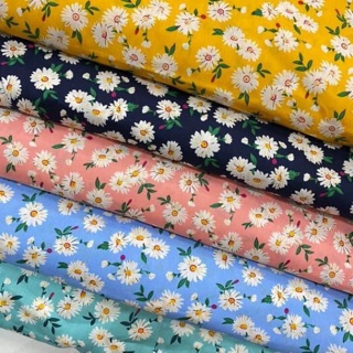 Vải thô hoa cúc đủ màu