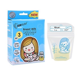 Hộp 30 túi trữ sữa Sunmum Thái Lan dung tích 100ml màu xanh