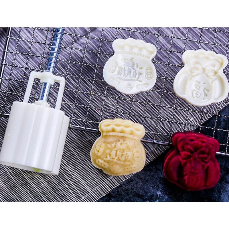 Khuôn làm bánh trung thu 2 ngăn 50g tiện dụng