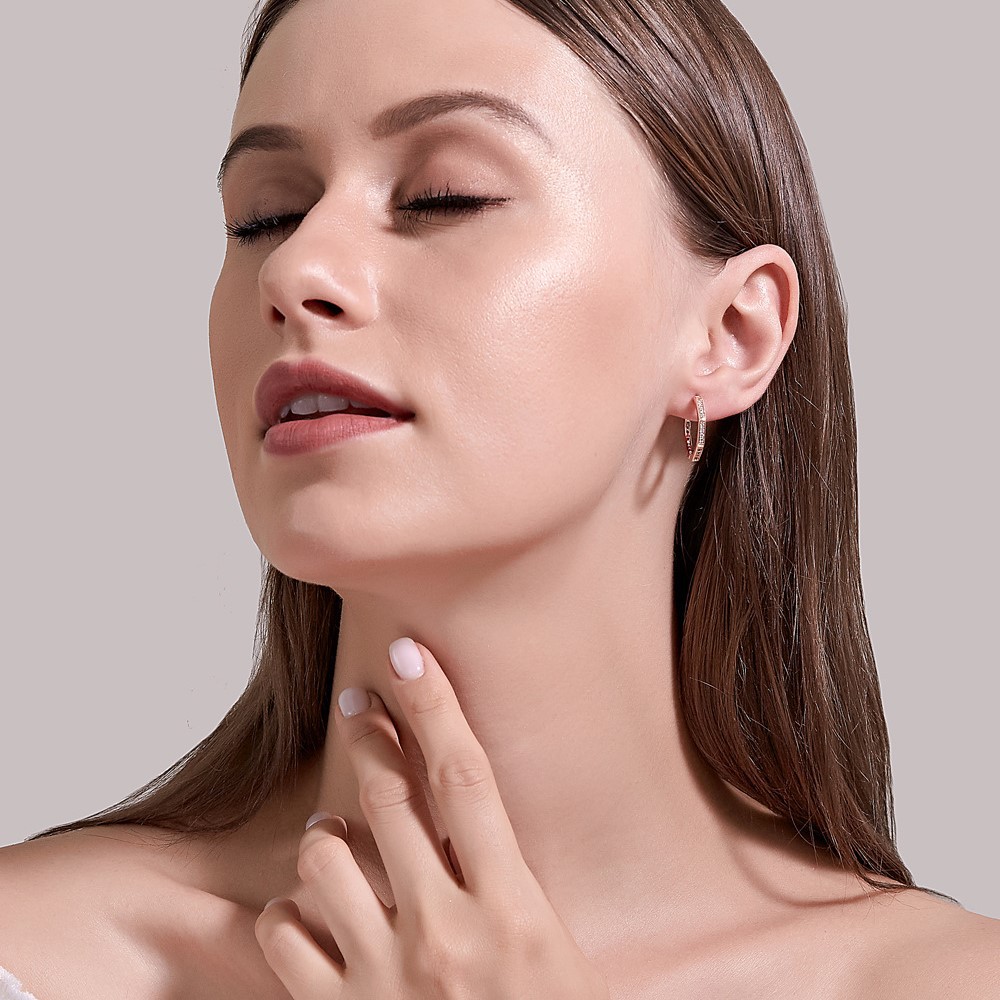 Khuyên tai hình đa giác đính đá thời trang cho nữ