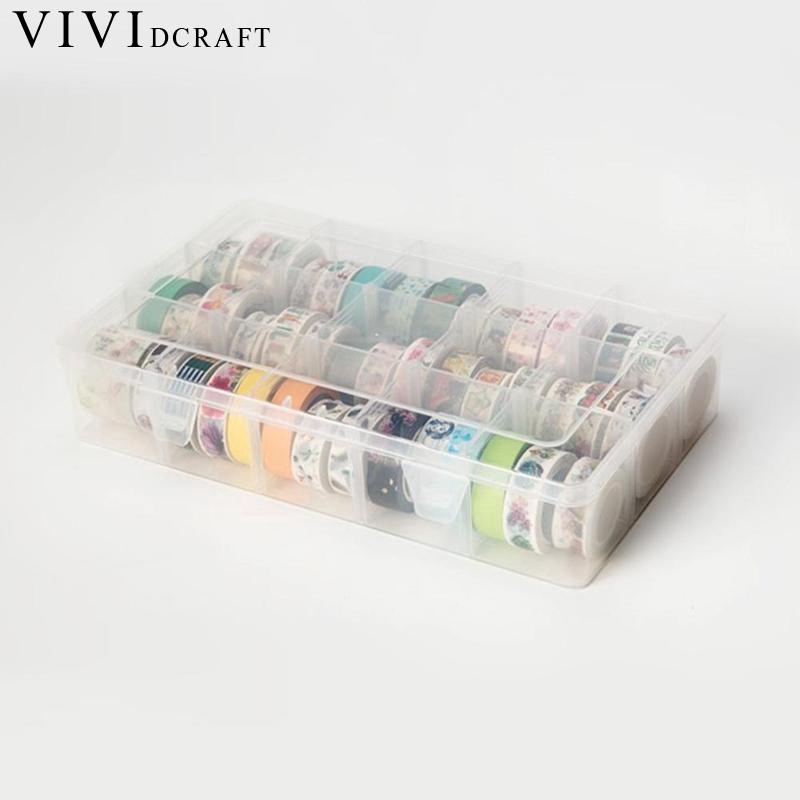 15 Grids Plastic Multifunction Washi Tape Storage Box Scrapbook DIY Learning Office Articles Stationery