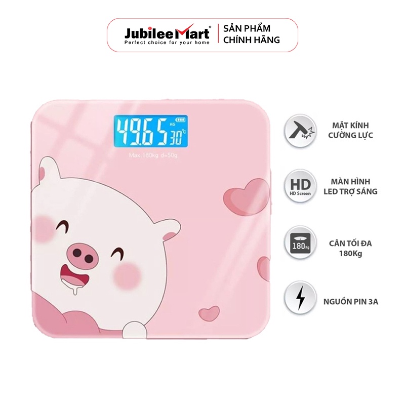 Cân điện tử sức khỏe gia đình JUBILEE MART 180kg tặng kèm pin AA bảo hành