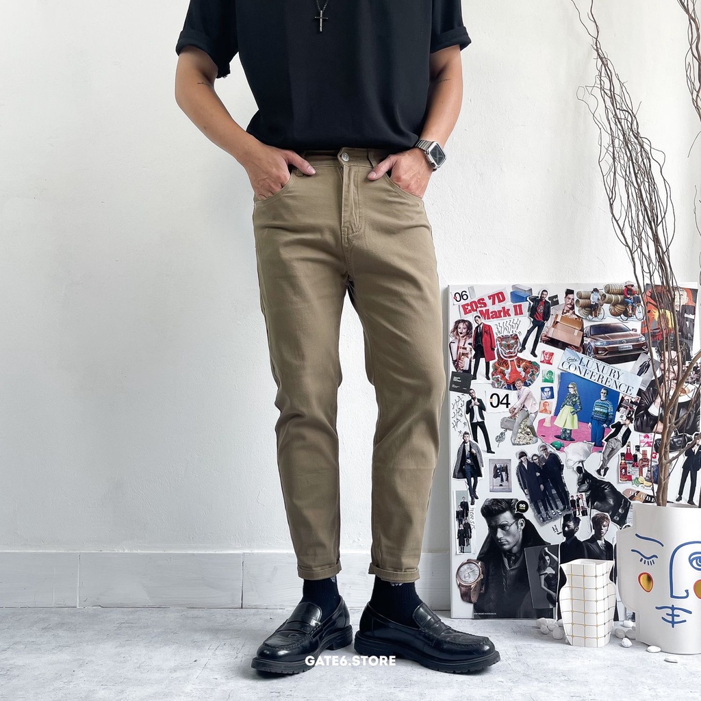 Quần Kaki Nam slimfit YY, quần vải giả kaki dáng ôm co giãn trơn kiểu Hàn Quốc - GATE6 - 3005