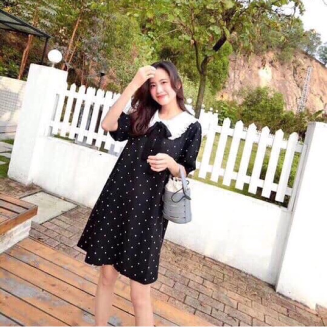 Váy chấm bi cổ bèo siêu xinh