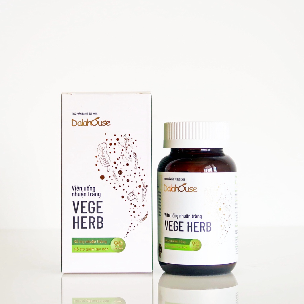 Viên uống nhuận tràng Vege Herb Dalahouse hỗ trợ nhuận tràng, giảm táo bón lọ 90/30 viên nén