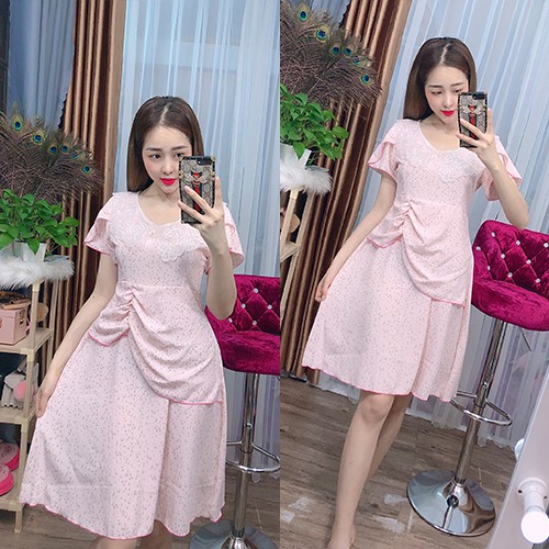 Đầm hoa nhí đẹp dễ thương dự tiệc cổ tròn tay phồng dáng xòe D091 - Anquachi | BigBuy360 - bigbuy360.vn