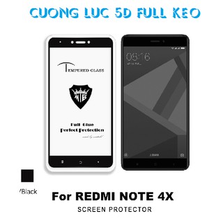Kính cường lực 5D full keo dành cho máy Xiaomi Redmi Note 4X(trắng-đen)