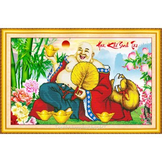 Tranh đính đá, Tranh thêu chữ thập 3D Phật Di Lặc LV209, LV3170 - tự thêu, tự đính