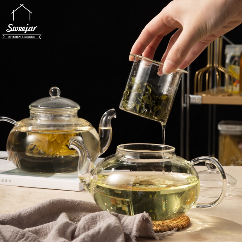 Ấm pha trà SWEEJAR bằng thủy tinh trong suốt chịu nhiệt độ tốt tiện dụng