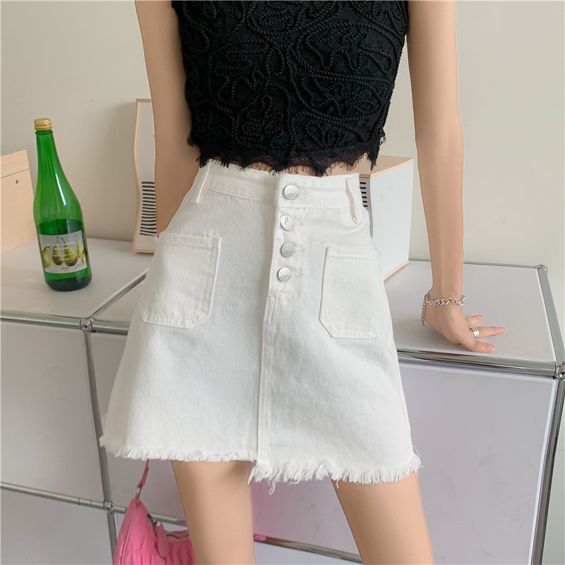 Chân Váy Jean Chữ A Ngắn Nữ Cạp Cao Kèm Quần Trong - LK038