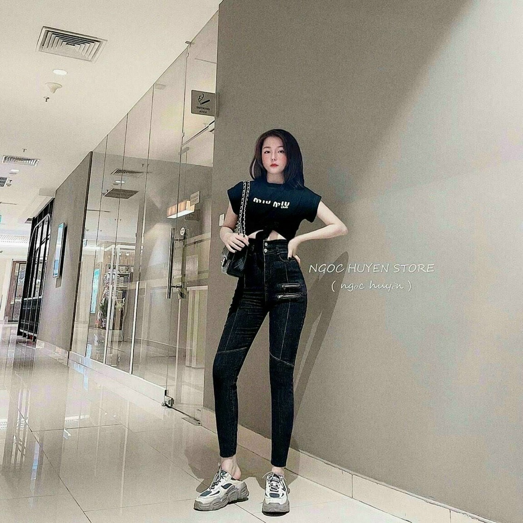 QUẦN JEAN NỮ DÀI CO DÃN 2 DÂY KÉO CÁ TÍNH ĐÙI
