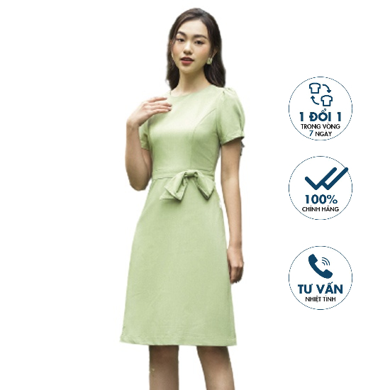 Đầm ôm A may chần chỉ eo đính nơ Emspo DS4020