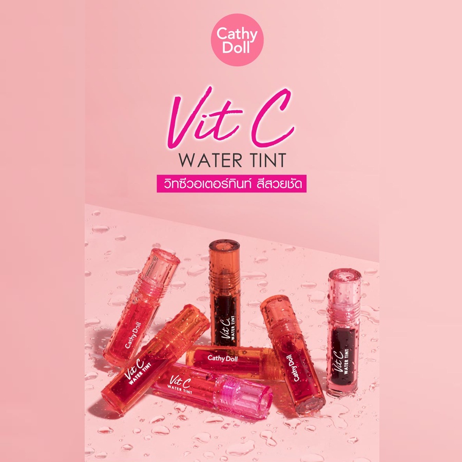 [Thailand +Tặng Hình Win] Son Tint Cathy Doll Vit C Water Tint Bền Màu Không Gây Khô Môi