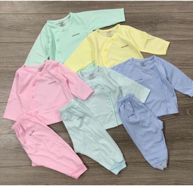 Bộ Quần Áo Cotton Dài Tay Unchi Cho Bé 3-8kg / Mã Màu