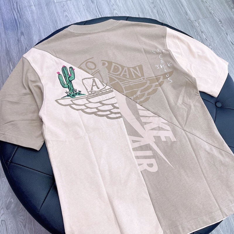 Áo Tee Travis Scott Cactus Jack x Jordan T-Shirt Khaki/Desert, áo thun Travis Scott Jordan 6