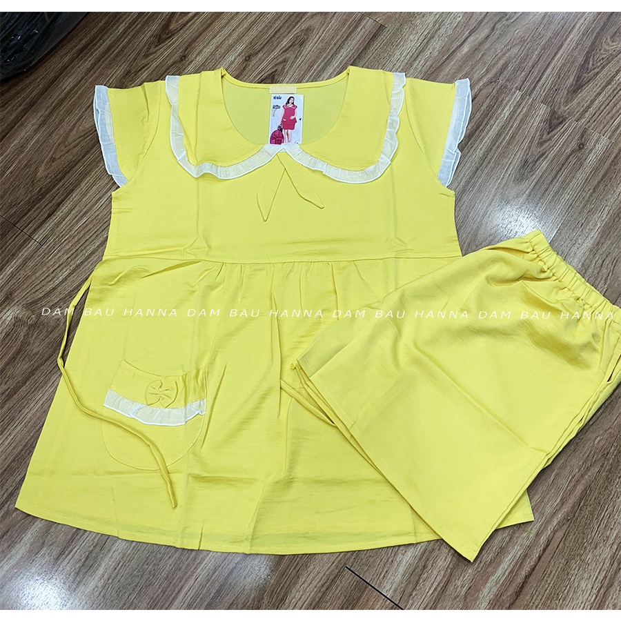 [HANNA] Đồ bộ đùi mặc ở nhà cho bà bầu free size 40-70kg vải 2 da cao cấp thoáng mát không nhăn đường may chắc chắn