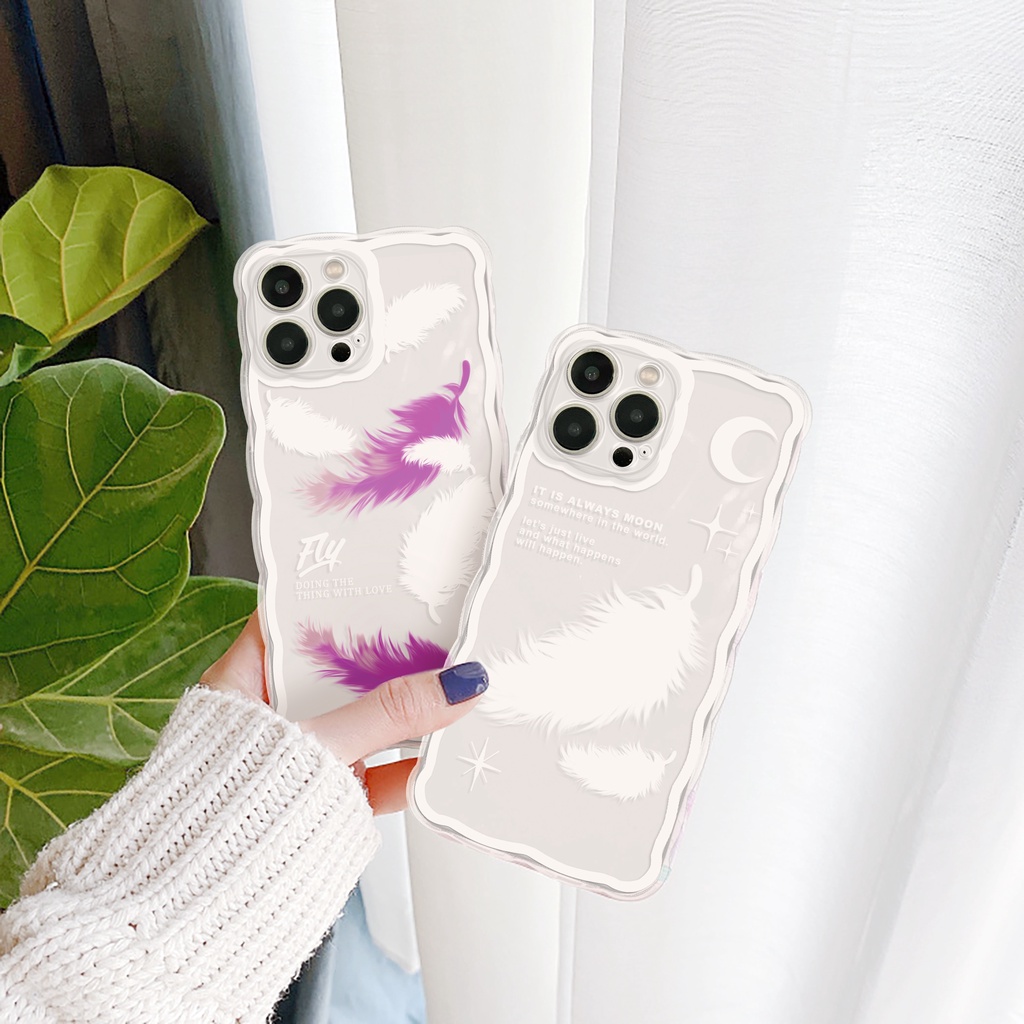 Ốp lưng iphone trong lượn sóng lông vũ 6/6plus/6s/6splus/7/7plus/8/8plus/x/xs/11/12/13/14/pro/max/promax/plus/shin/case