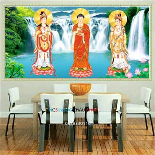 Tranh chấm đá (đính đá} tam thế phật tranh chấm đá (đính đá} lv244 ncs-ngọc châu shop