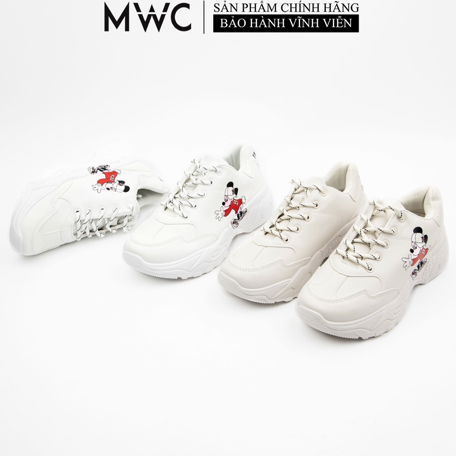 Giày Thể Thao Nam MWC Sneaker In Hình Chuột Mikey Phong Cách Trẻ Trung Năng Động Màu Trắng Kem B003