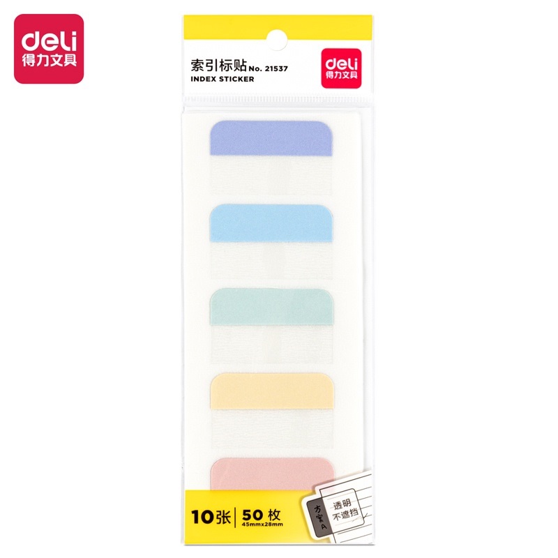 Deli Giấy Dán Ghi Chú Trong Suốt Nhiều Màu Có Thể Xé Ra