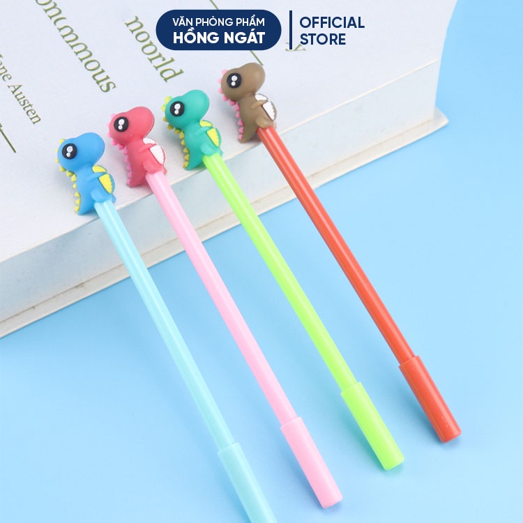 Bút bi cute hình khủng long, bút bi nước mực gel đen ngòi 0.5mm nhiều màu dễ thương đồ dùng học tập B07