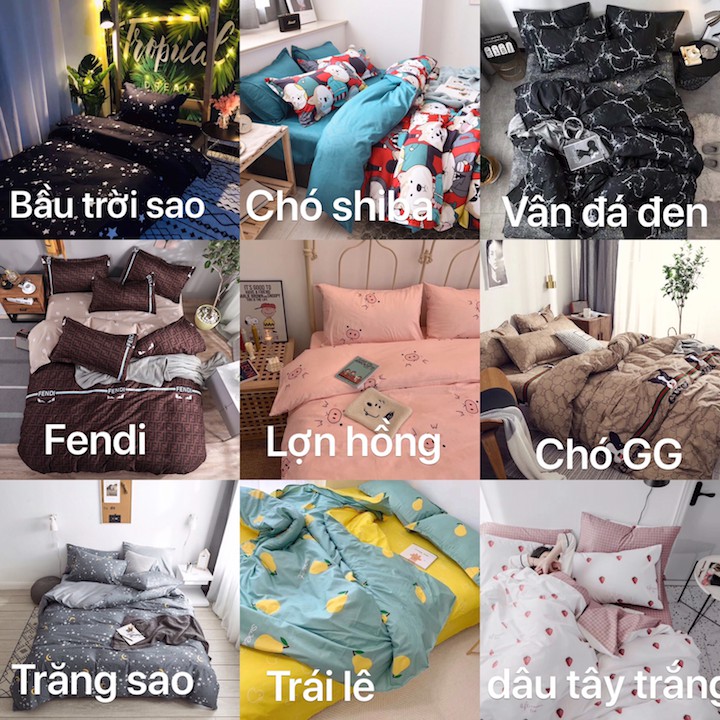 (CHAT CHỌN MẪU - 100 MẪU) BỘ CHĂN GA GỐI COTON POLY NHẬP KHẨU, DRAP GIƯỜNG ĐẸP