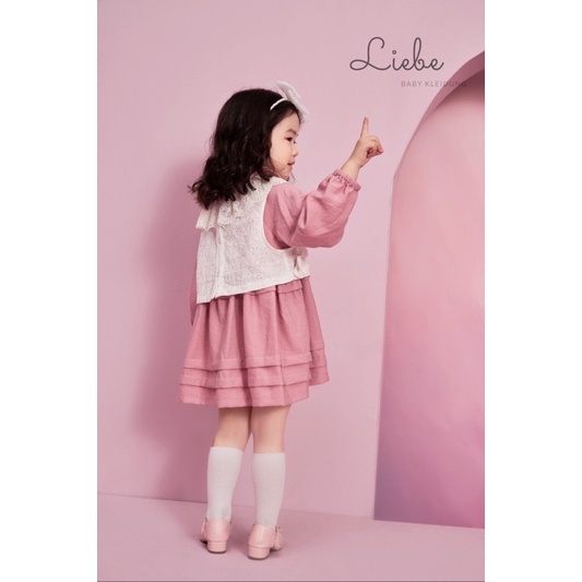 HTK- Set váy áo nhung tăm Babie Mo size 12/18m-4/5y