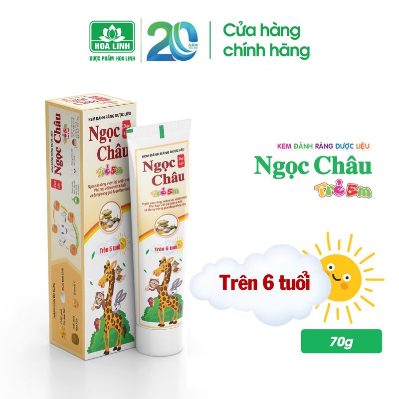 ( 2 LOẠI ) Kem Đánh Răng Trẻ Em Dược Liệu Ngọc Châu 50g và 70g