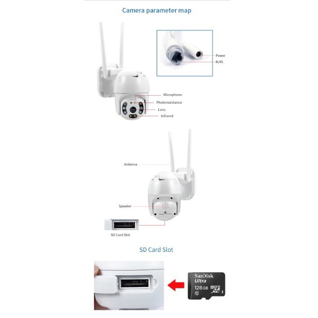 Camera IP Wifi Ngoài trời Siepem S6820 Plus PTZ 2 Râu FullHD 1080P 4 LED trợ sáng, 4 LED hồng ngoại, chống nước IP66