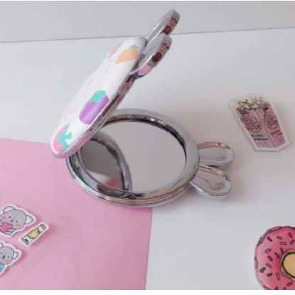 Gương tròn cầm tay mini tai thỏ nhỏ gọn xinh xắn không kém cute