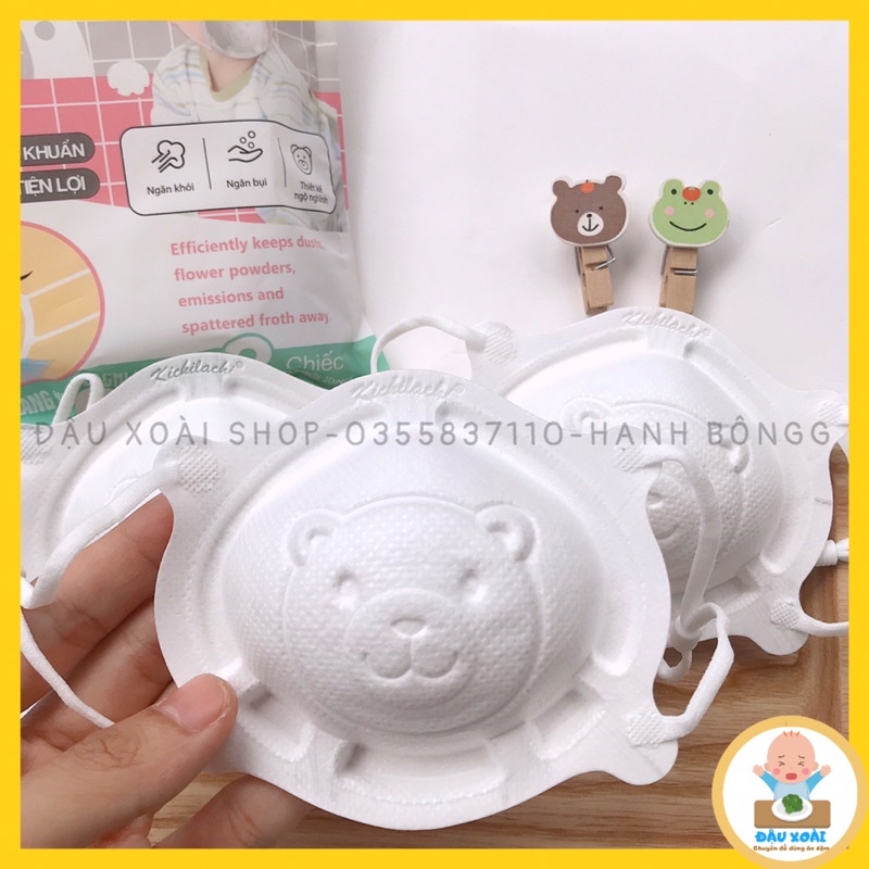 Khẩu trang gấu kichi, set 3 cái cho bé từ 3m