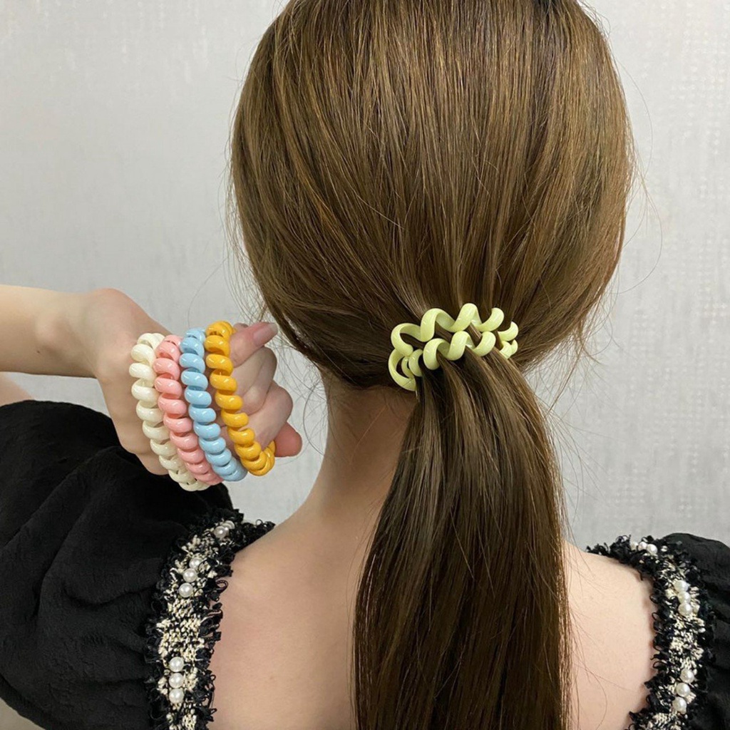 Thun cột tóc hình lò xo màu Pastel phong cách Hàn Quốc