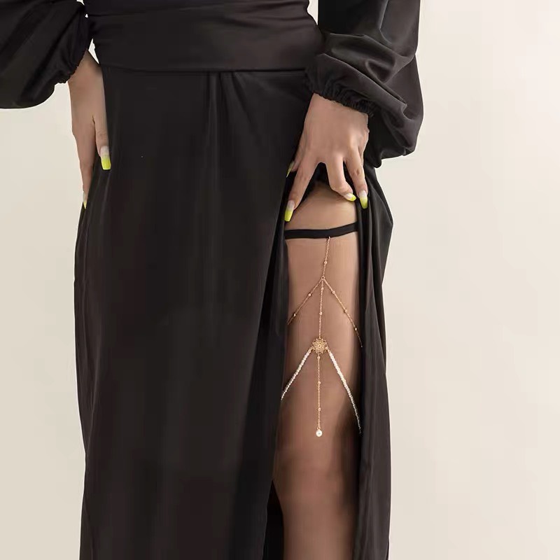 [ Boho] Dây xích kim loại thời trang đeo đùi quyến rũ dành cho nữ