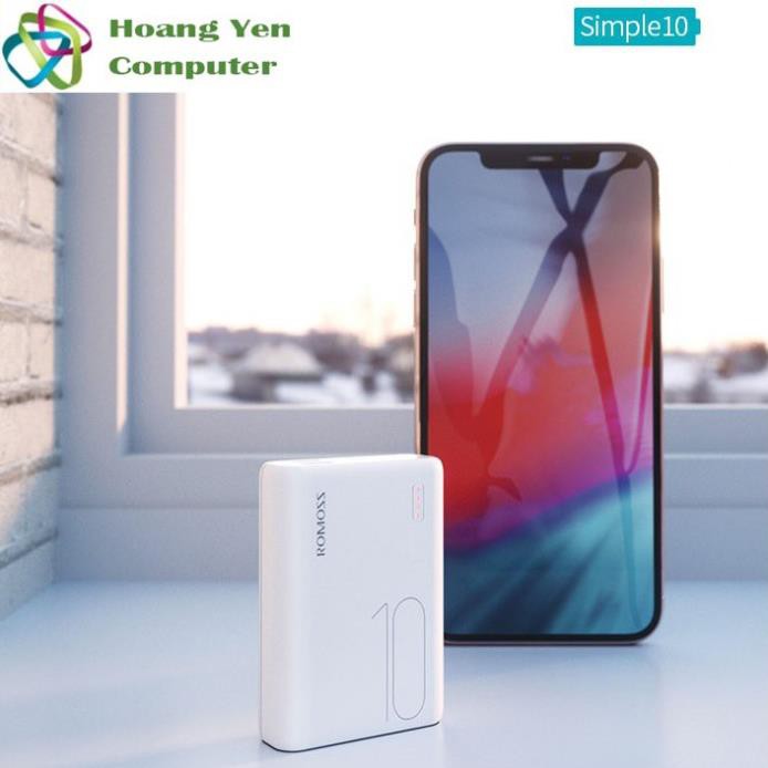 shop huongdau- Sạc Dự Phòng Romoss Simple 10 Mini 10000Mah Siêu Nhỏ 3 Cổng Sạc Vào - BH 1 Năm