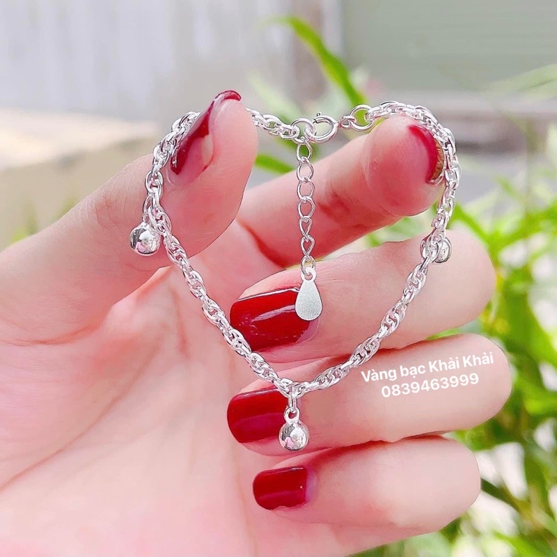 Lắc tay trẻ em bạc ta gắn chuông kêu - Lắc tay cho bé bạc ta - Vàng bạc Khải Khải
