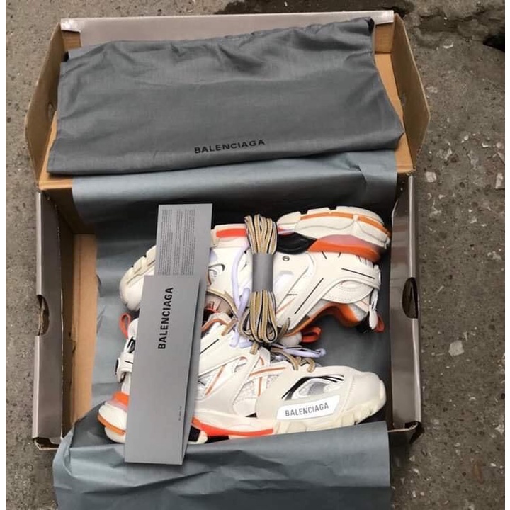GIÀY THỂ THAO SNEAKER NAM NỮ BA LEN CIAGA TRACK 3.0 năng động cá tính dành cho thanh niên màu trắng cam có phản quang