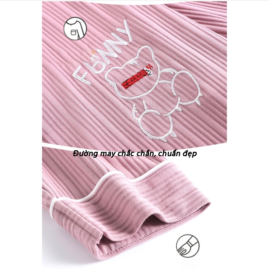 Đồ bộ pijama nữ mặc nhà cotton cao cấp loại 1 tay dài kiểu dáng trơn thanh lịch - CTD4