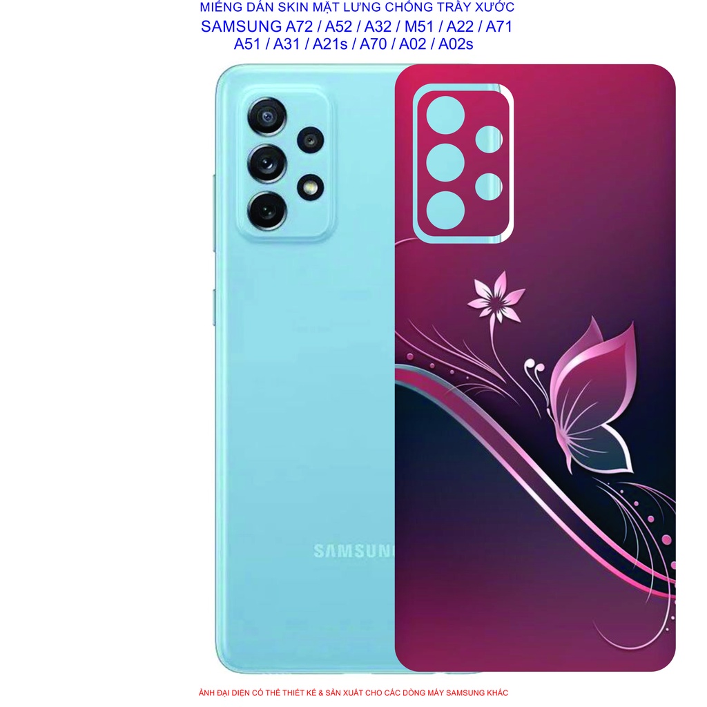 Miếng Dán Skin mặt lưng SAMSUNG A72 / A52 / A32 / A22 / M51 / A71 / A51 / A31 / A21s / A12 / A02 / A02s chống trầy xước
